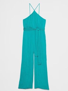 Banana Republic Sleeveless Crinkle Wide-Leg Jumpsuit in Teal NWT